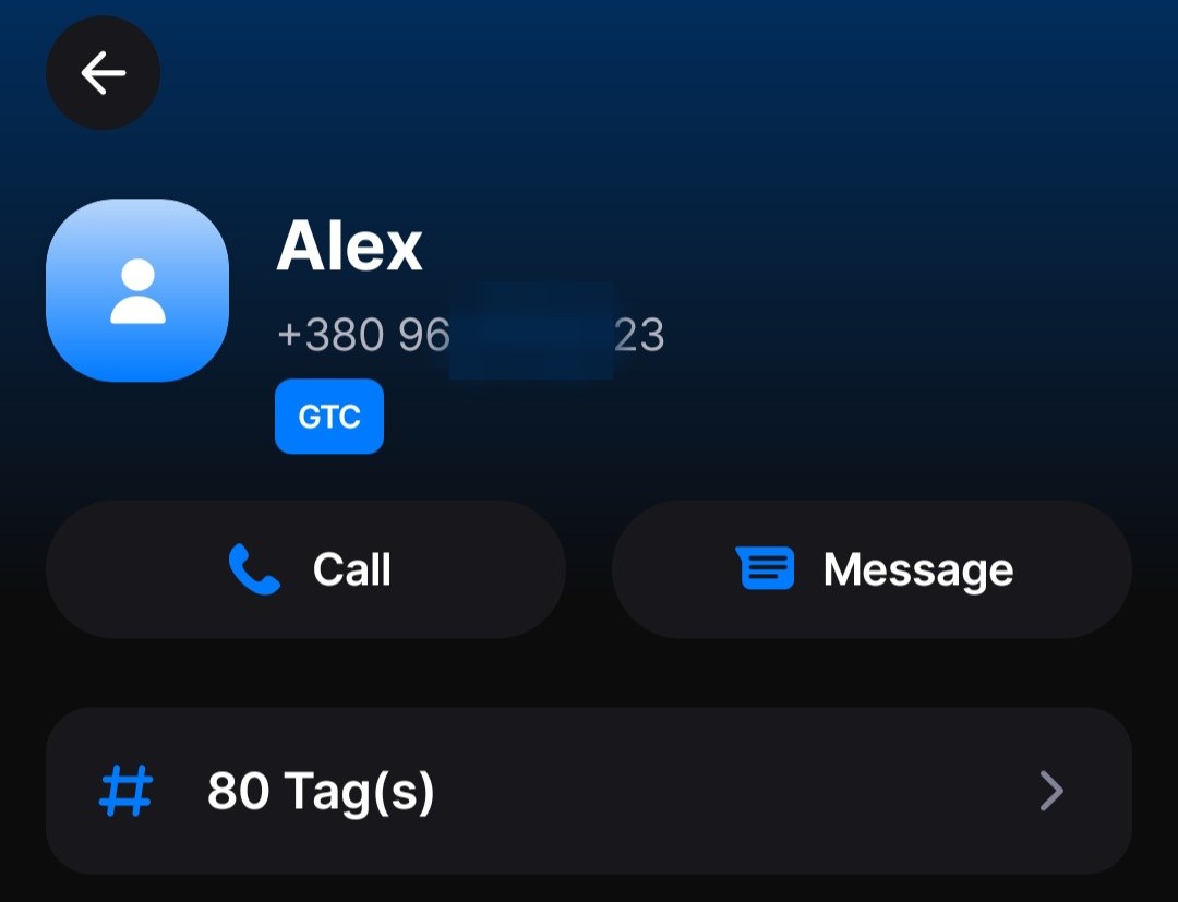 Профіль номера в GetContact: Alex, +380 96 ••• 23, 80 тегів